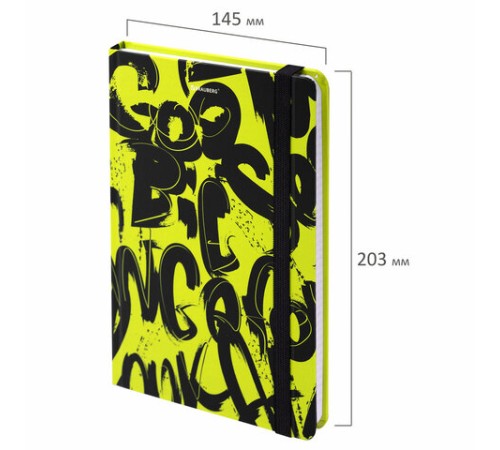 Блокнот с резинкой в клетку 96 л., А5 (145х203 мм), твердая обложка, BRAUBERG, 