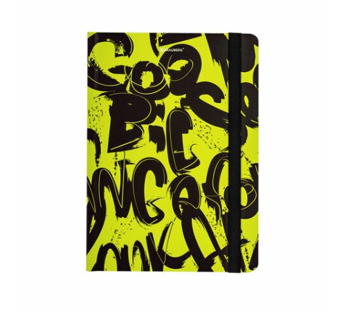 Блокнот с резинкой в клетку 96 л., А5 (145х203 мм), твердая обложка, BRAUBERG, 