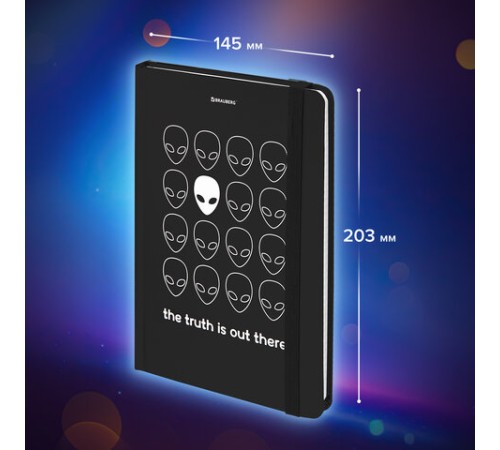 Блокнот с резинкой в клетку 96 л., А5 (145х203 мм), твердая обложка, BRAUBERG, 