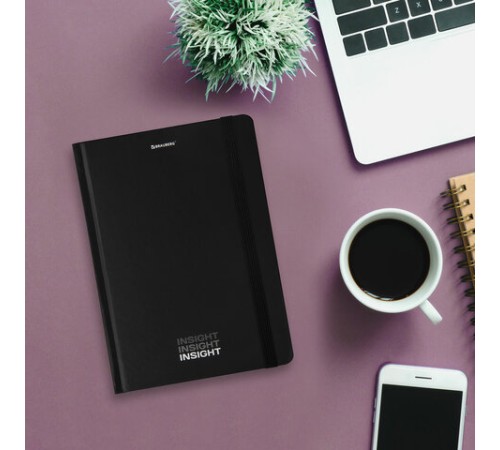 Блокнот с резинкой в клетку 96 л., А5 (145х203 мм), твердая обложка, BRAUBERG, 