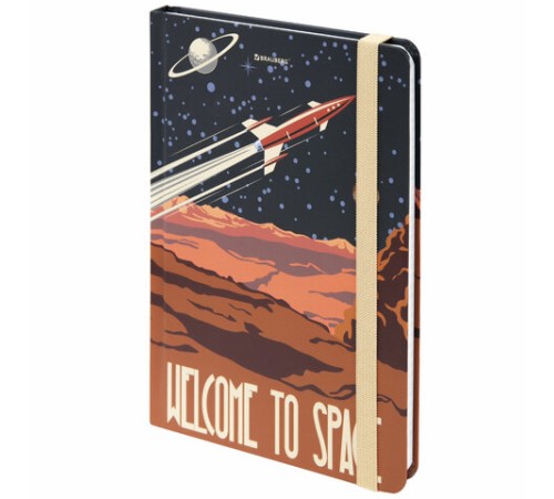 Блокнот с резинкой в клетку 96 л., А5 (145х203 мм), твердая обложка, BRAUBERG, 