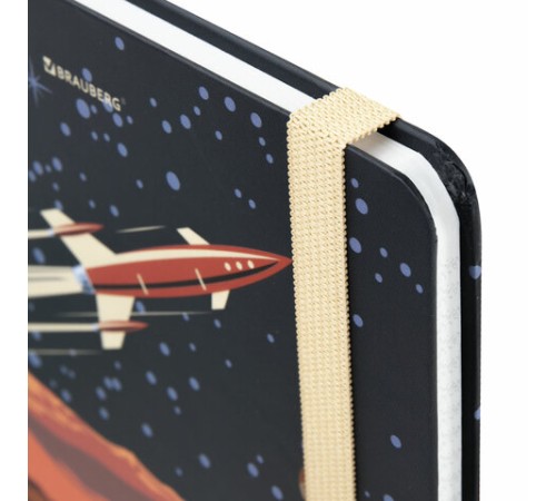 Блокнот с резинкой в клетку 96 л., А5 (145х203 мм), твердая обложка, BRAUBERG, 