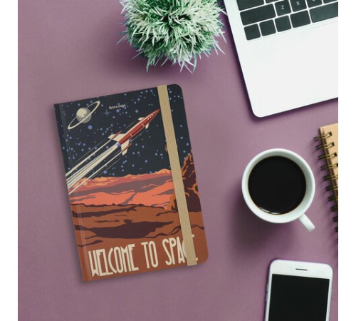 Блокнот с резинкой в клетку 96 л., А5 (145х203 мм), твердая обложка, BRAUBERG, 