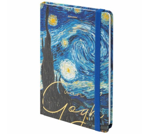 Блокнот с резинкой в клетку 96 л., А5 (145х203 мм), твердая обложка с фольгой, BRAUBERG, 