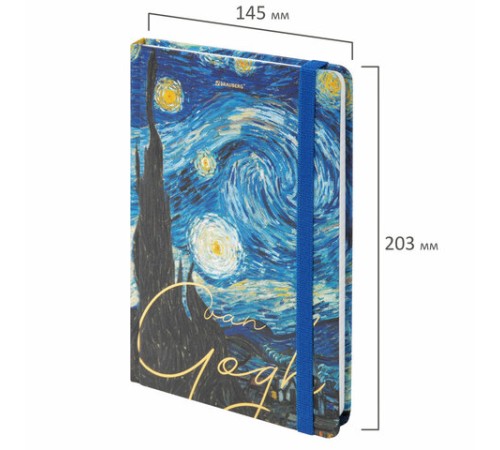 Блокнот с резинкой в клетку 96 л., А5 (145х203 мм), твердая обложка с фольгой, BRAUBERG, 