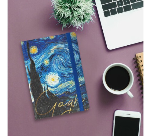 Блокнот с резинкой в клетку 96 л., А5 (145х203 мм), твердая обложка с фольгой, BRAUBERG, 