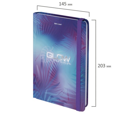 Блокнот с резинкой в клетку 96 л., А5 (145х203 мм), твердая обложка с фольгой, BRAUBERG, 