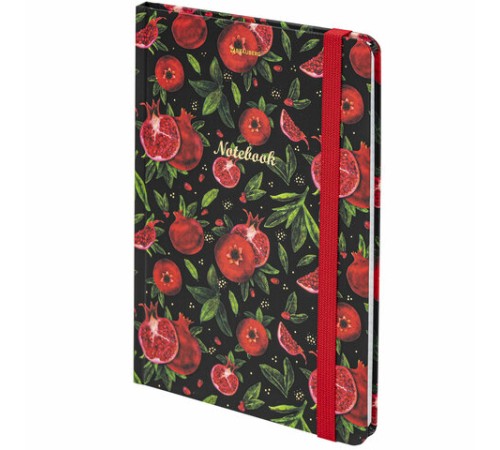 Блокнот с резинкой в клетку 96 л., А5 (145х203 мм), твердая обложка с фольгой, BRAUBERG, 