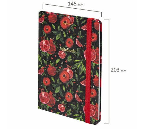 Блокнот с резинкой в клетку 96 л., А5 (145х203 мм), твердая обложка с фольгой, BRAUBERG, 