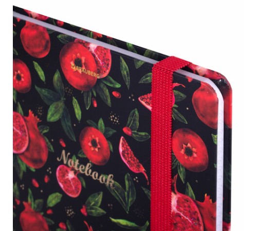 Блокнот с резинкой в клетку 96 л., А5 (145х203 мм), твердая обложка с фольгой, BRAUBERG, 