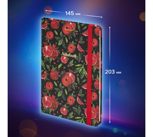 Блокнот с резинкой в клетку 96 л., А5 (145х203 мм), твердая обложка с фольгой, BRAUBERG, 