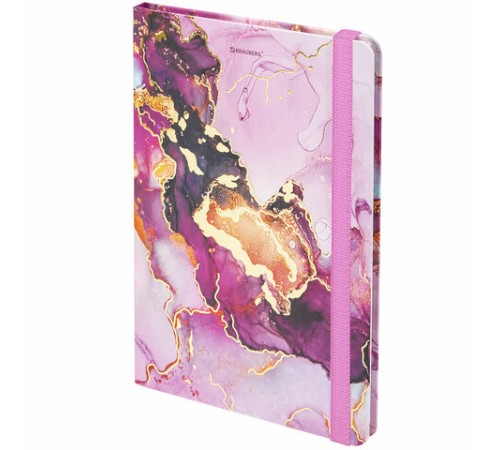 Блокнот с резинкой в клетку 96 л., А5 (145х203 мм), твердая обложка с фольгой, BRAUBERG, 