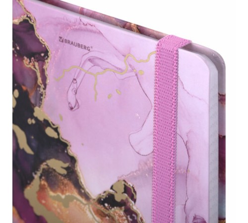 Блокнот с резинкой в клетку 96 л., А5 (145х203 мм), твердая обложка с фольгой, BRAUBERG, 