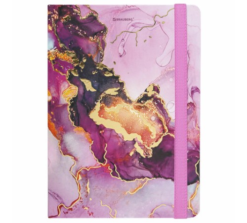 Блокнот с резинкой в клетку 96 л., А5 (145х203 мм), твердая обложка с фольгой, BRAUBERG, 