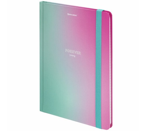 Блокнот с резинкой в клетку 96 л., А5 (145х203 мм), твердая обложка с фольгой, BRAUBERG, 