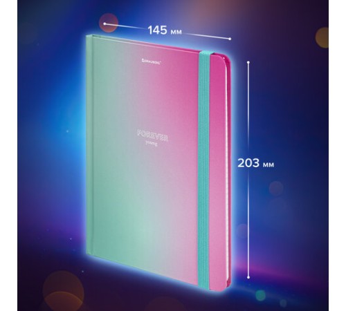 Блокнот с резинкой в клетку 96 л., А5 (145х203 мм), твердая обложка с фольгой, BRAUBERG, 