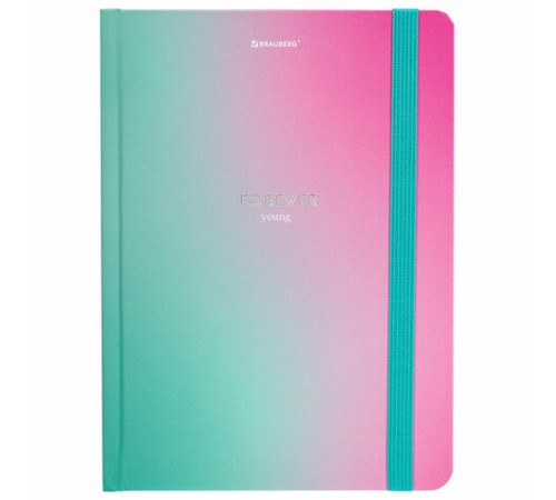 Блокнот с резинкой в клетку 96 л., А5 (145х203 мм), твердая обложка с фольгой, BRAUBERG, 