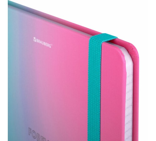 Блокнот с резинкой в клетку 96 л., А5 (145х203 мм), твердая обложка с фольгой, BRAUBERG, 