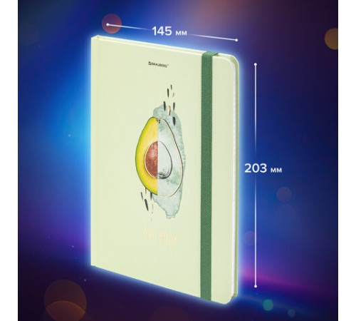 Блокнот с резинкой в клетку 96 л., А5 (145х203 мм), твердая обложка с фольгой, BRAUBERG, 