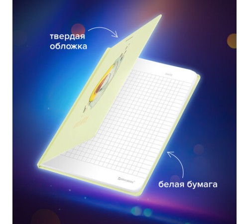 Блокнот с резинкой в клетку 96 л., А5 (145х203 мм), твердая обложка с фольгой, BRAUBERG, 