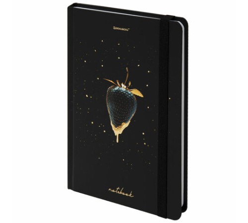 Блокнот с резинкой без линовки 96 л., А5 (145х203 мм), твердая обложка с фольгой, BRAUBERG, 