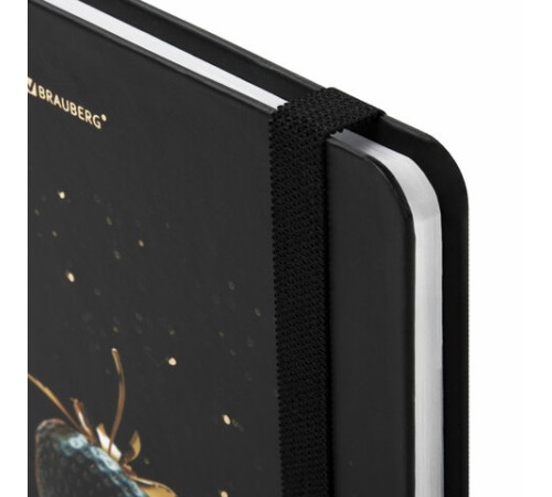 Блокнот с резинкой без линовки 96 л., А5 (145х203 мм), твердая обложка с фольгой, BRAUBERG, 