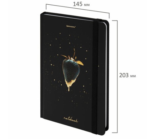 Блокнот с резинкой без линовки 96 л., А5 (145х203 мм), твердая обложка с фольгой, BRAUBERG, 