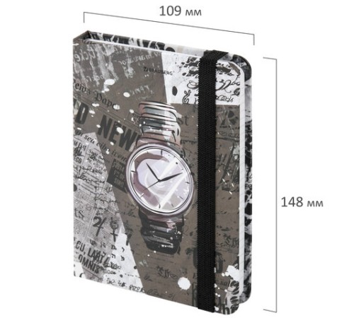 Блокнот с резинкой в клетку 96 л., МАЛЫЙ ФОРМАТ А6 (109х148 мм), твердая обложка, BRAUBERG, 