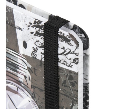 Блокнот с резинкой в клетку 96 л., МАЛЫЙ ФОРМАТ А6 (109х148 мм), твердая обложка, BRAUBERG, 