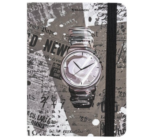 Блокнот с резинкой в клетку 96 л., МАЛЫЙ ФОРМАТ А6 (109х148 мм), твердая обложка, BRAUBERG, 