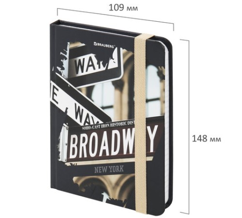 Блокнот с резинкой в клетку 96 л., МАЛЫЙ ФОРМАТ А6 (109х148 мм), твердая обложка, BRAUBERG, 