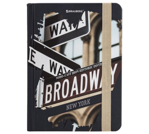 Блокнот с резинкой в клетку 96 л., МАЛЫЙ ФОРМАТ А6 (109х148 мм), твердая обложка, BRAUBERG, 