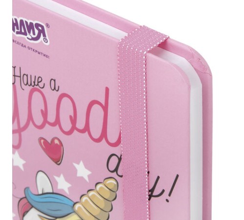 Блокнот с резинкой в клетку 96 л., МАЛЫЙ ФОРМАТ А6 (109х148 мм), твердая обложка, ЮНЛАНДИЯ, 