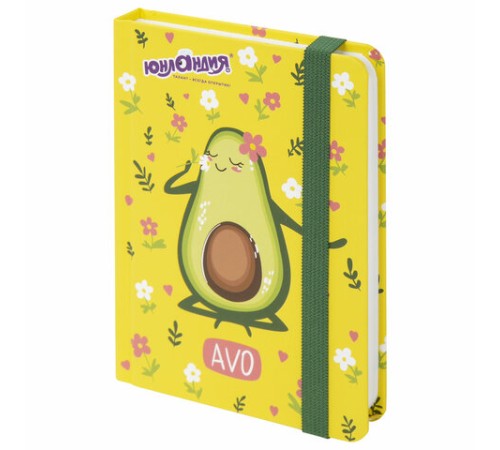 Блокнот с резинкой в клетку 96 л., МАЛЫЙ ФОРМАТ А6 (109х148 мм), твердая обложка, ЮНЛАНДИЯ, 