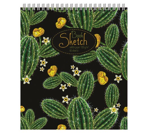 Скетчбук, белая бумага 120 г/м2, 170х195 мм, 60 л., гребень, фольга, выборочный твин лак, 