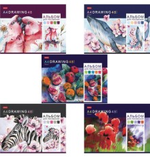 Альбом для рисования, А4, 48 листов, скоба, обложка картон, HATBER, 205х290 мм, 