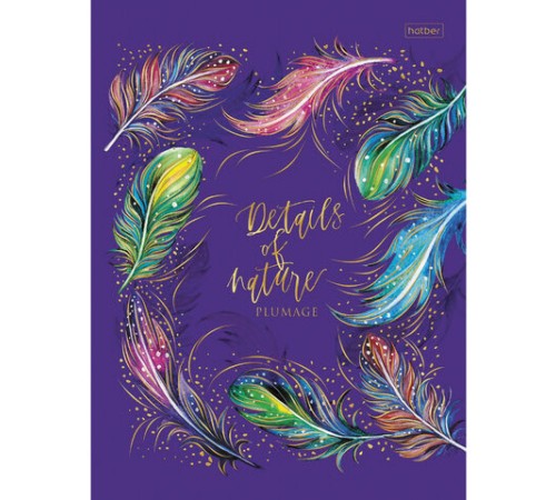 Блокнот А5 167х216 мм, 80 л., твердый, клетка, блок 5 цветов, 3D-фольга, HATBER, 