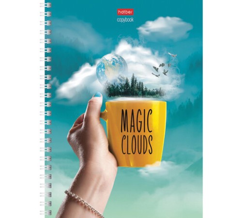 Тетрадь А5, 48 л., HATBER, гребень, клетка, матовая ламинация, 