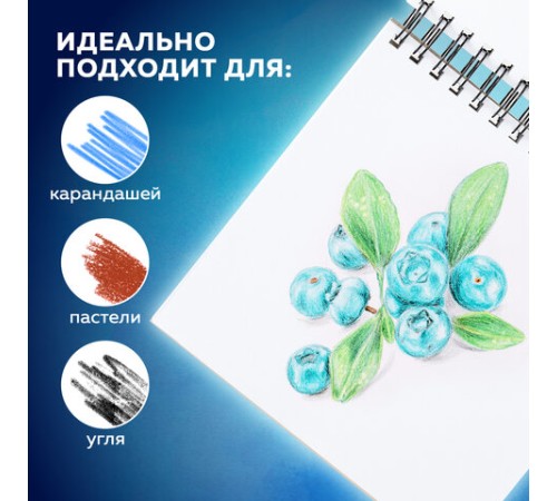 Скетчбук, белая бумага 190 г/м2, 195х195 мм, 60 л., гребень, твердая обложка, BRAUBERG ART CLASSIC, 113852