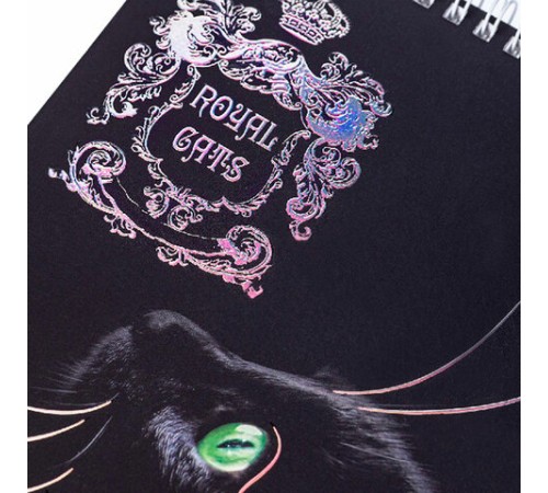 Блокнот А5 146х215 мм, 80 л., гребень, клетка, ламинация, 3D фольга, HATBER, 