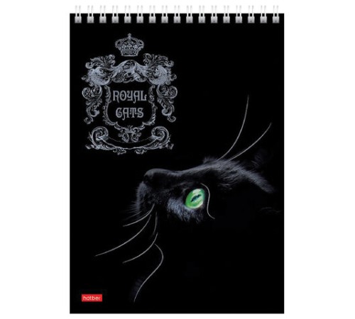 Блокнот А5 146х215 мм, 80 л., гребень, клетка, ламинация, 3D фольга, HATBER, 