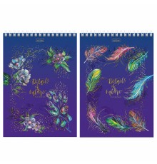 Блокнот А5 146х215 мм, 80 л., гребень, клетка, ламинация, 3D фольга, HATBER, 