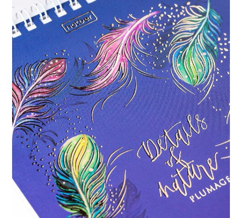 Блокнот А5 146х215 мм, 80 л., гребень, клетка, ламинация, 3D фольга, HATBER, 