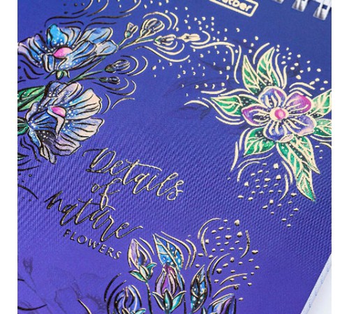 Блокнот А5 146х215 мм, 80 л., гребень, клетка, ламинация, 3D фольга, HATBER, 