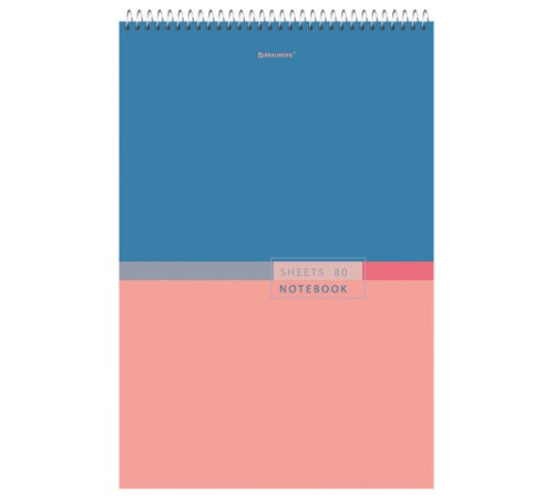 Блокнот БОЛЬШОЙ ФОРМАТ А4 198х297 мм, 80 л., гребень, жесткая подложка, клетка, BRAUBERG, 