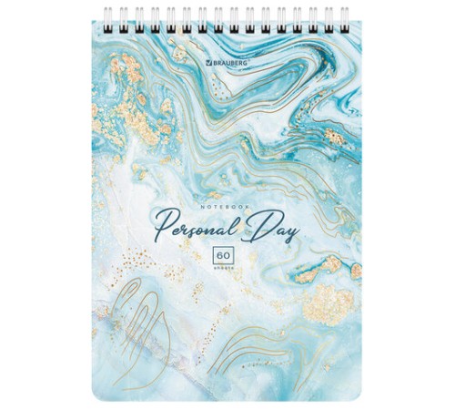 Блокнот А5 (146х206 мм), 60 л., гребень, картон, клетка, BRAUBERG, 