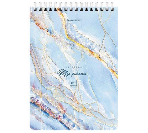 Блокнот А5 (146х206 мм), 60 л., гребень, картон, клетка, BRAUBERG, 