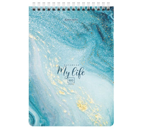 Блокнот А5 (146х206 мм), 60 л., гребень, картон, клетка, BRAUBERG, 