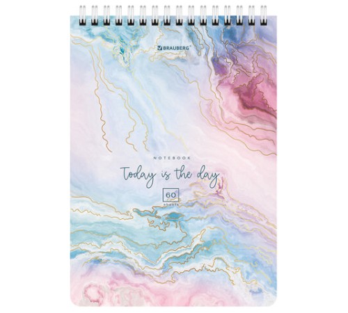 Блокнот А5 (146х206 мм), 60 л., гребень, картон, клетка, BRAUBERG, 