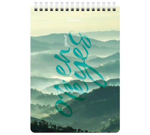 Блокнот А5 (146х206 мм), 60 л., гребень, картон, клетка, BRAUBERG, 